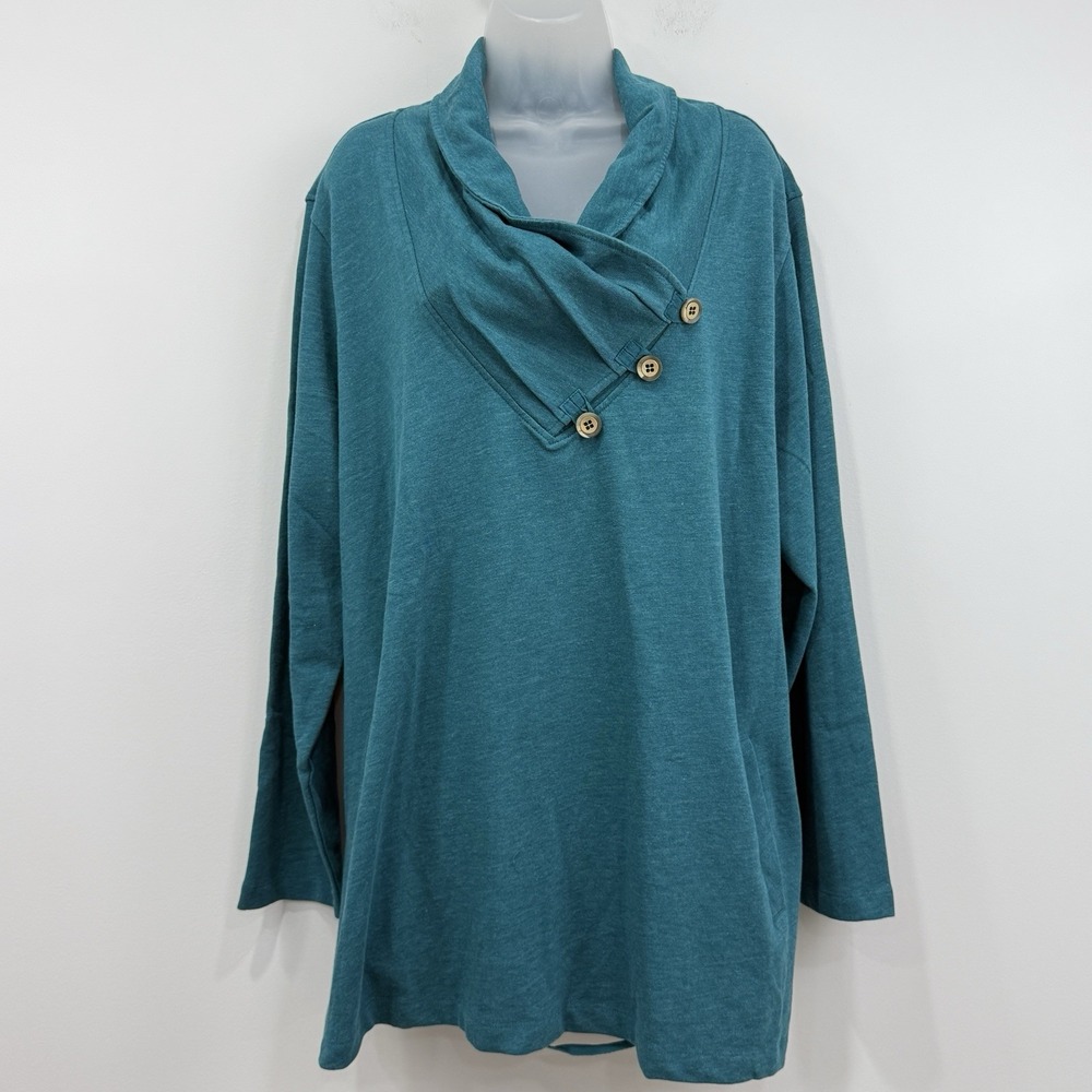 Soft Surroundings Westminster Sweatshirt 2X NWT Coastal Grandma Shawl Collar